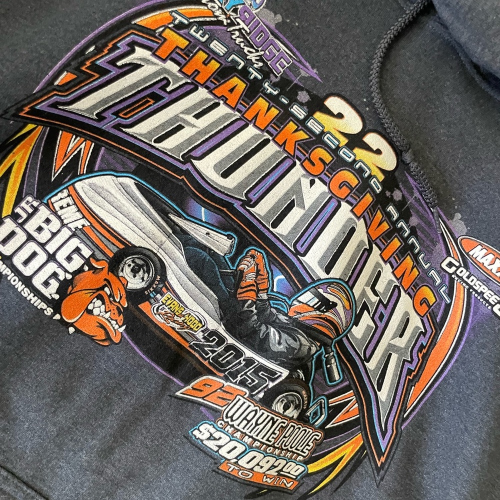 Nascar, thunder, racing pullover hoodie, big dog, 2X - like new - Picture 2 of 5